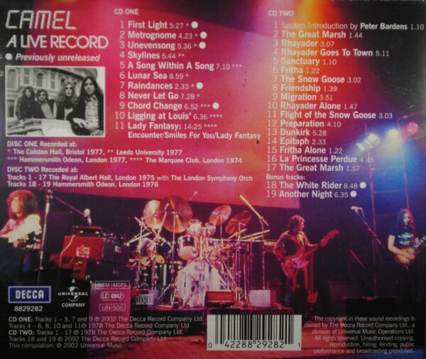 Camel - A live record  (2CD) - Afbeelding 2