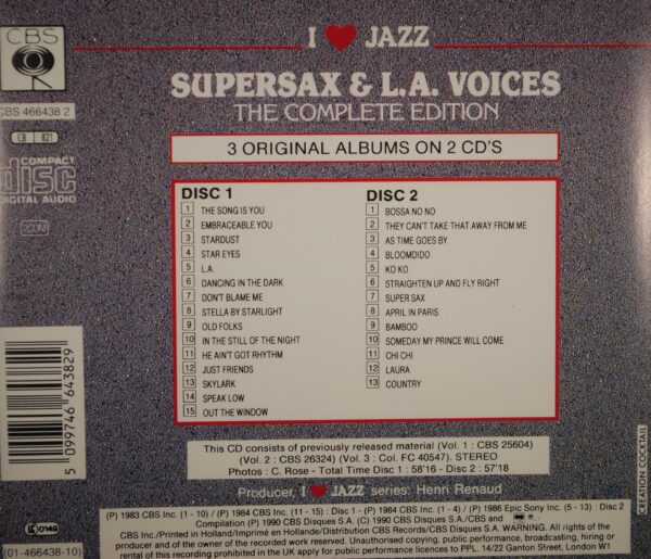 Supersax & L. A. Voices – The Complete Edition  (2CD) - Afbeelding 2