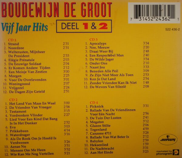 Boudewijn de Groot – Vijf Jaar Hits Deel 1 & 2  (4CD) - Afbeelding 2