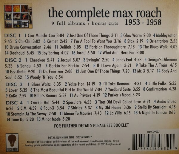 Max Roach – The Complete Max Roach 1953 - 1958  (4CD) - Afbeelding 2