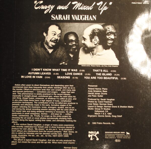 Sarah Vaughan – Crazy And Mixed Up - Afbeelding 2