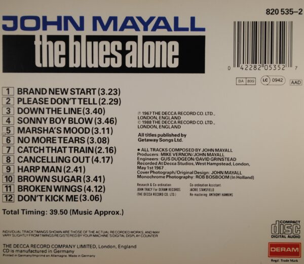 John Mayall – The Blues Alone - Afbeelding 2