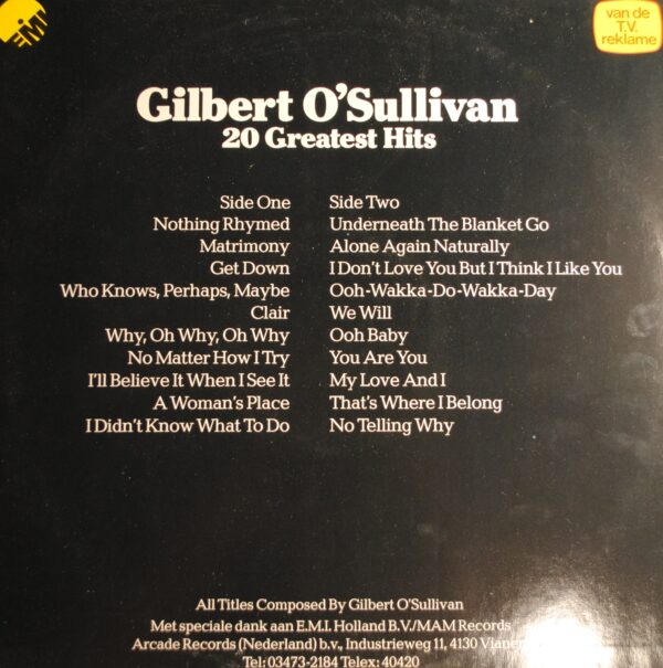 Gilbert O'Sullivan – 20 Greatest Hits - Afbeelding 2