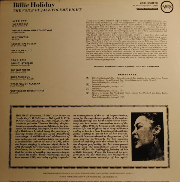 Billie Holiday – The Voice Of Jazz, Volume 8 - Afbeelding 2