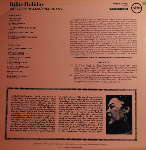 Billie Holiday – The Voice Of Jazz, Volume 5 - Afbeelding 2