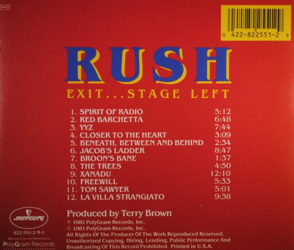 Rush – Exit...Stage Left - Afbeelding 2